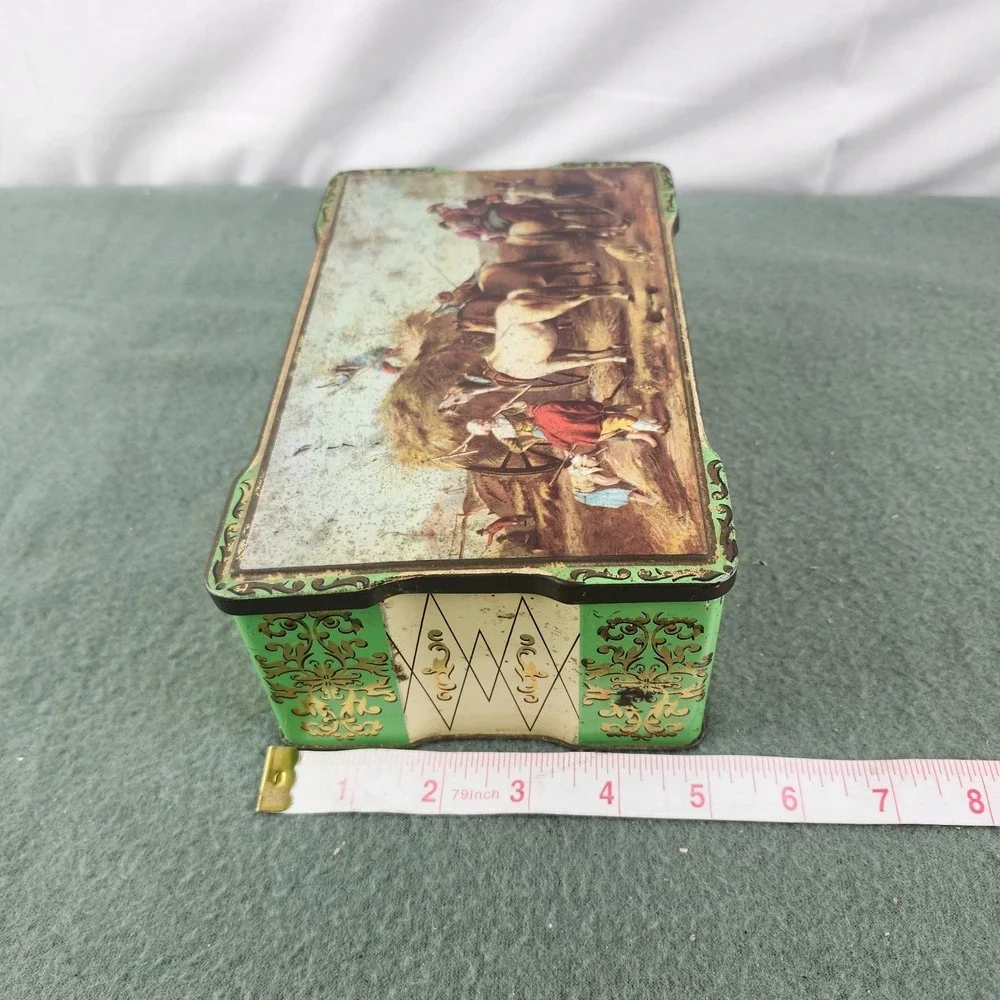 Vintage Biscuit Tin with Farming Scene Marked Great‎ Britain Biscuit Tin Rare